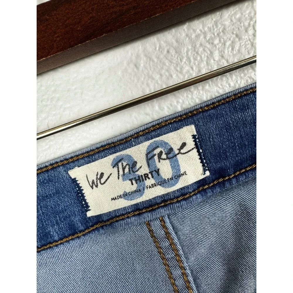 We The Free Jeans Women 30 Blue Just Float On Flare High Rise Raw Hem Denim